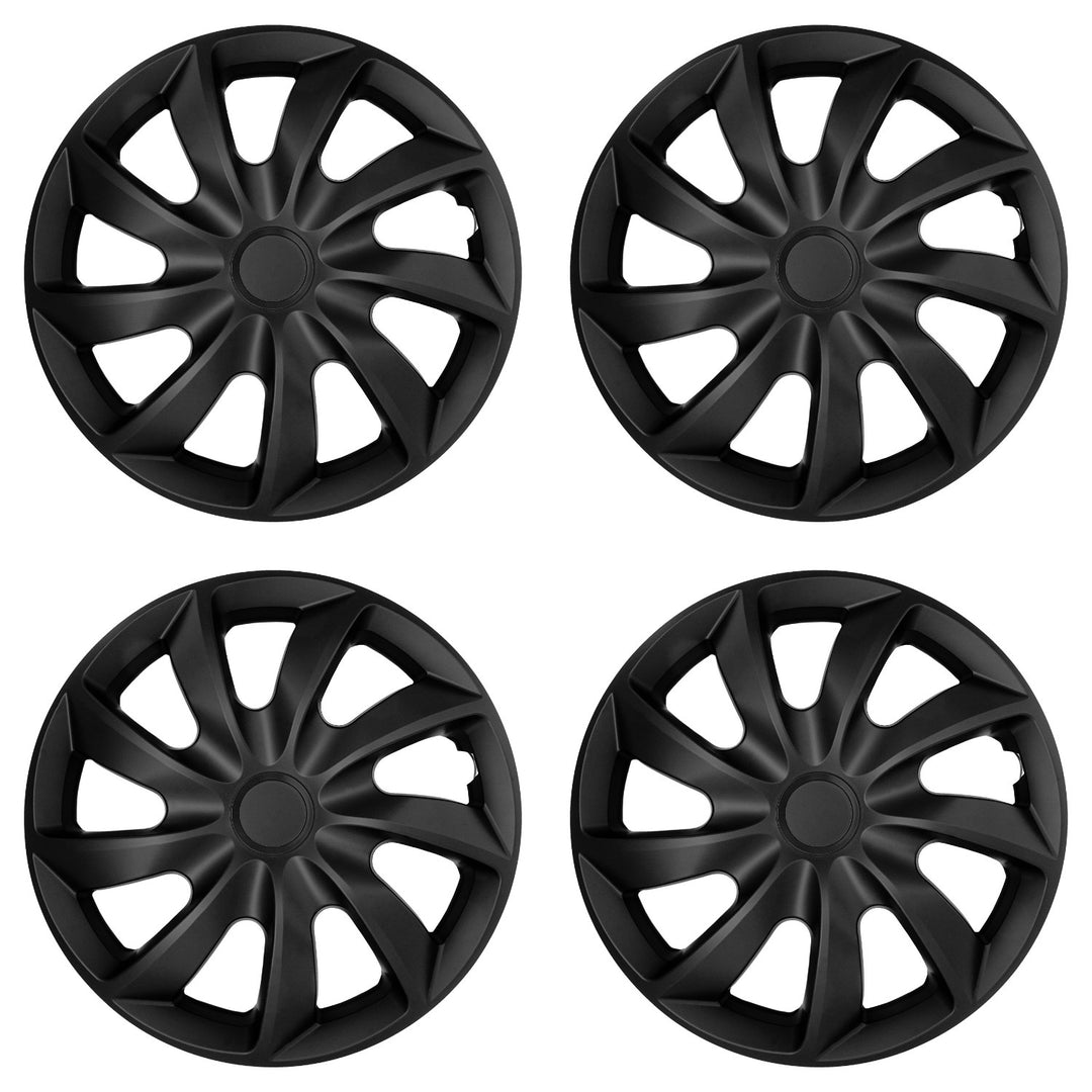 Tapas de rueda universales de 13'' NRM Quad, negras mate, 4 unidades