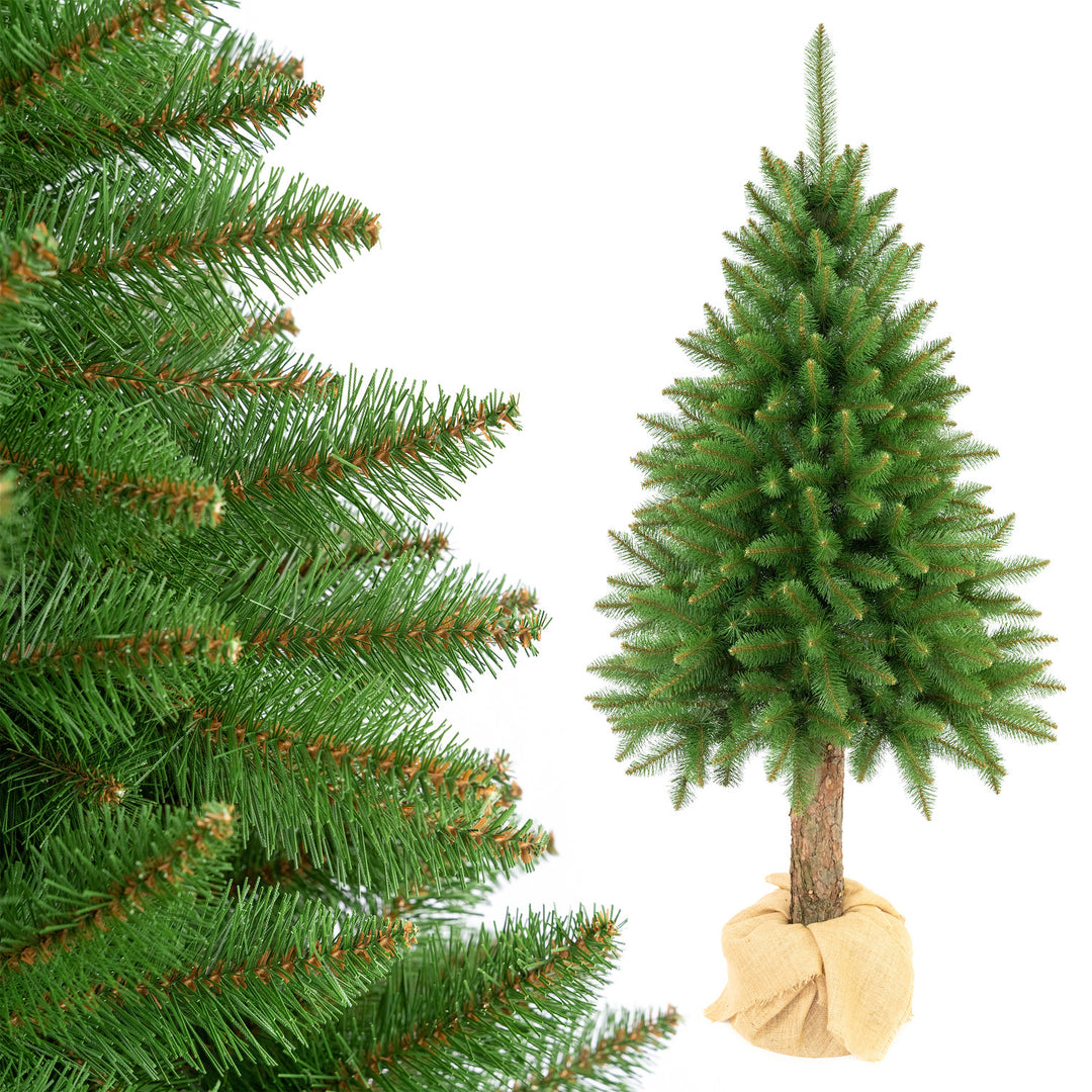 Árbol de Navidad de abeto con tronco, modelo Premium, 220 cm, frondoso y realista, Damich