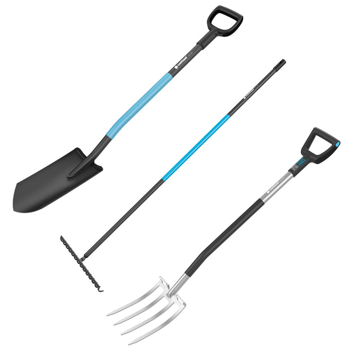 Pala de vivero / de drenaje CELLPRO + Horquilla ENERGO + Rastrillo metálico universal CELLPRO, Cellfast
