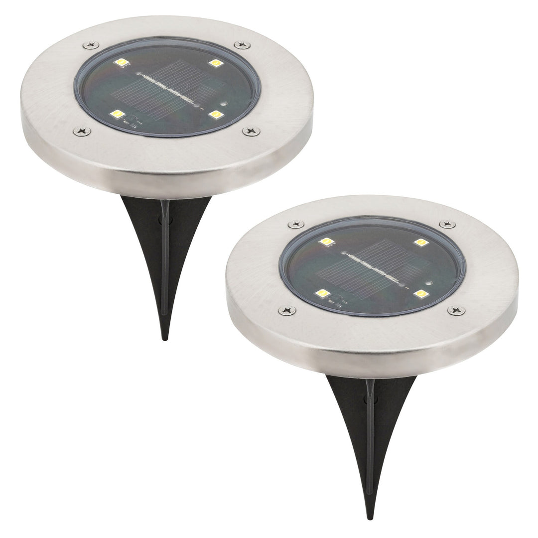 Lámpara solar de jardín Rabalux Dannet, IP44, color cromo satinado, 7975, 2 unidades