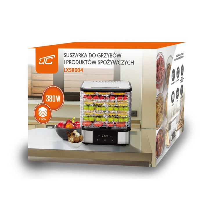 Secador de setas, verduras, frutas y carne LTC, de metal, 7 bandejas, con pantalla, panel táctil, potencia de 380 W, función de mantenimiento de la temperatura, LXSR004