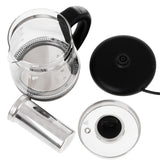 Hervidor de cristal de 1,5 l con infusor y control de temperatura de 2200 W, LED, 60-100 °C, Adler AD 1299, negro