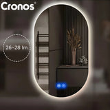 Espejo calefactado Cronos, ovalado, 50 x 80 cm, LED en tres colores, protección IP44, sistema antivaho