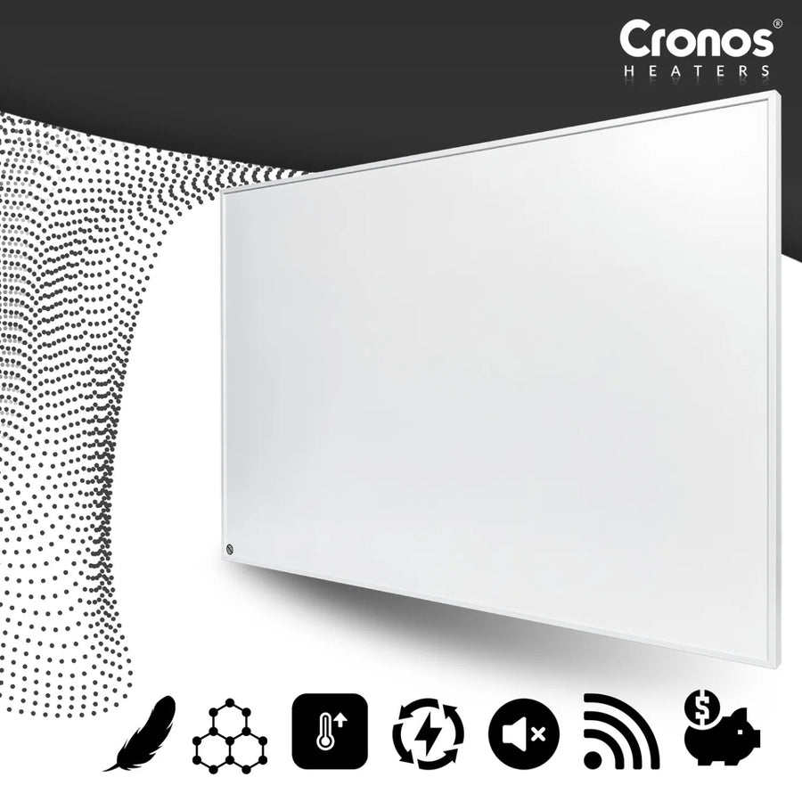 Panel calefactor por infrarrojos Cronos Graphene, potencia de 300 W, color blanco, calienta estancias de hasta 8 m², mando a distancia, PRO CGP-300TWP
