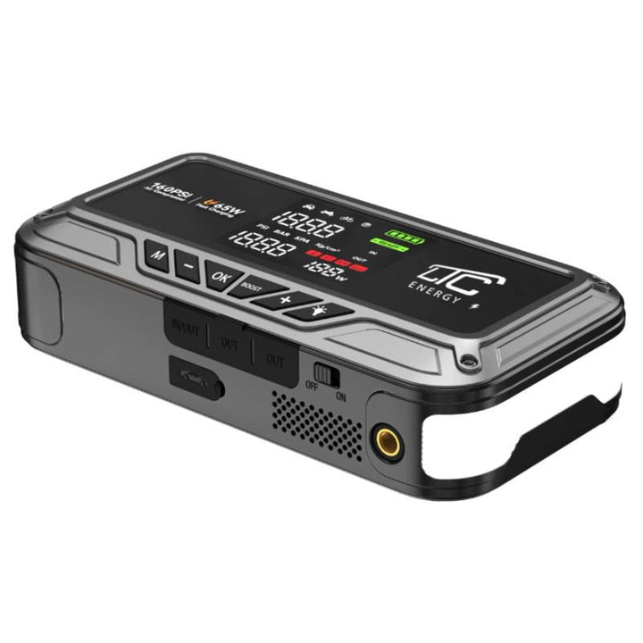 Arranque de emergencia LTC, 12 000 mAh, con compresor, linterna y batería externa, pantalla LCD, potencia de 65 W, cables y funda incluidos, LXJS120