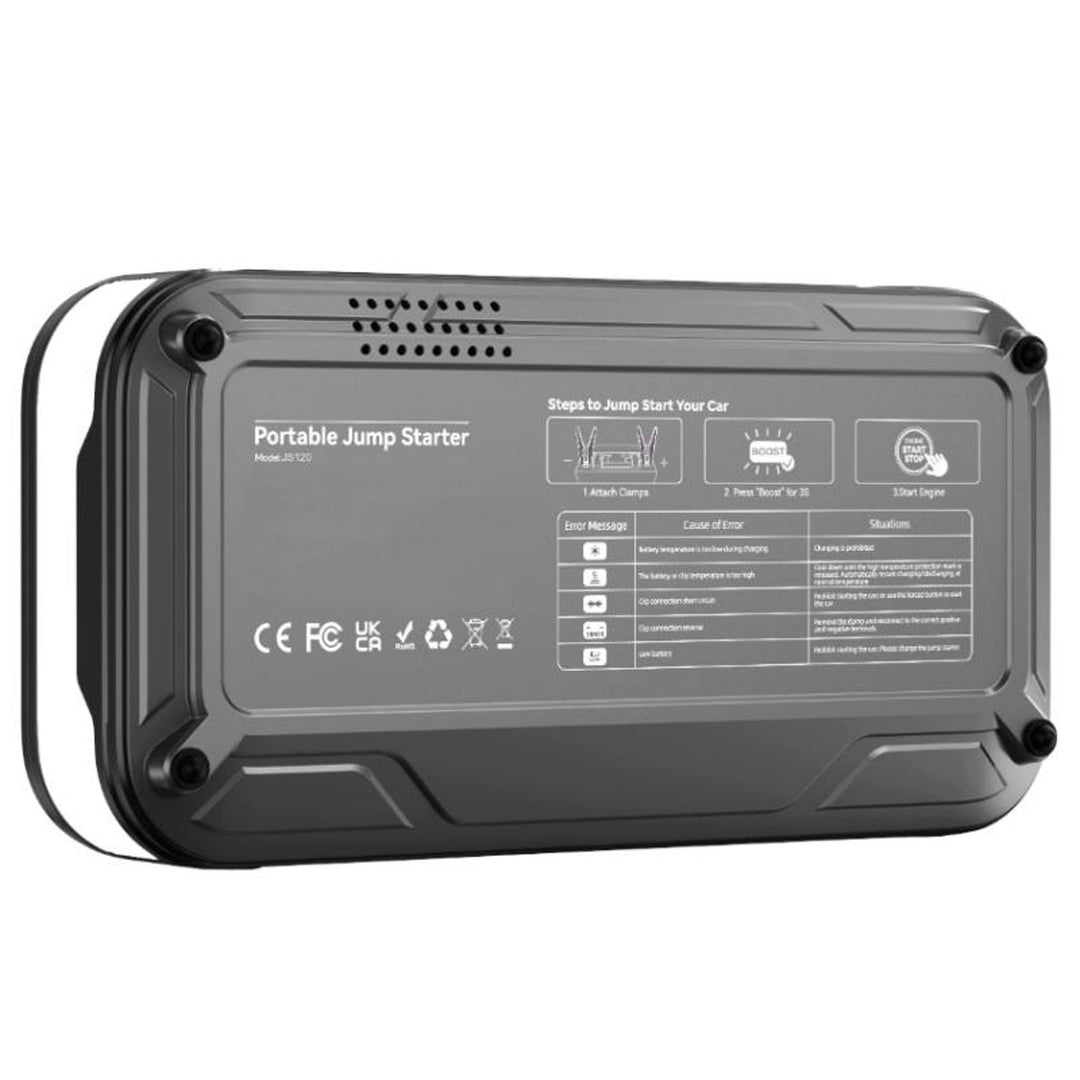 Arranque de emergencia LTC, 12 000 mAh, con compresor, linterna y batería externa, pantalla LCD, potencia de 65 W, cables y funda incluidos, LXJS120