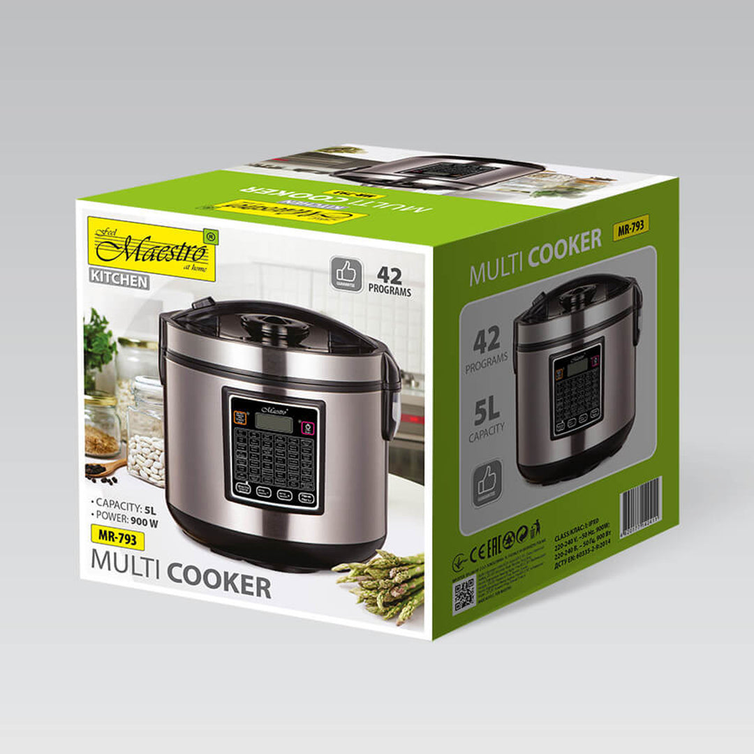 Olla eléctrica multifunción Maestro, capacidad de 5 l, 42 programas, potencia de 900 W, temporizador, MR-793