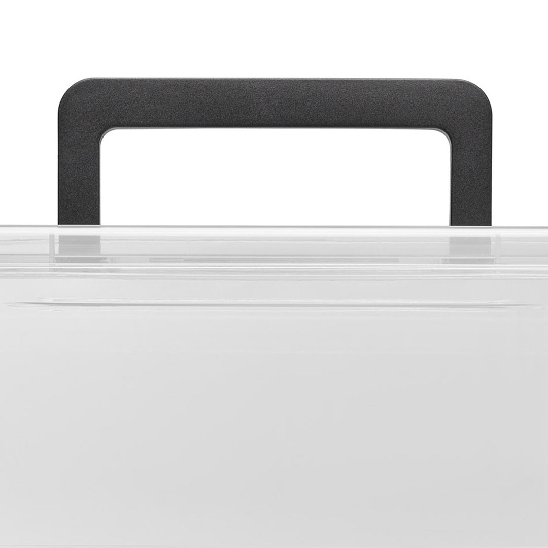 Recipiente Moxom SimpleStore, capacidad de 60 litros, transparente, tapa con cierres a presión, con ruedas, sin BPA, 04-0081