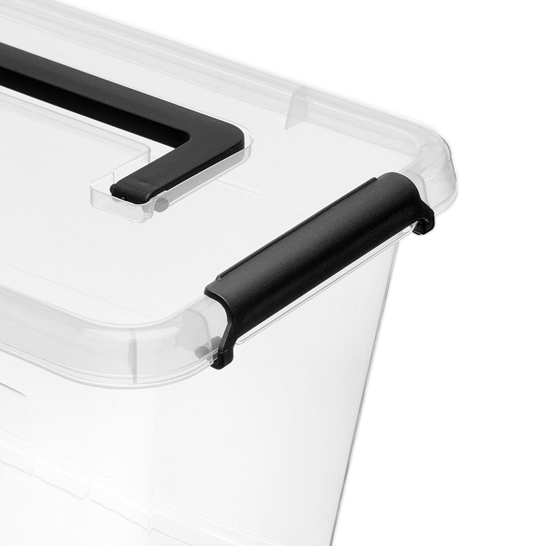 Recipiente Moxom SimpleStore, capacidad de 40 l, transparente, tapa con cierres a presión, con ruedas, sin BPA, 04-0076