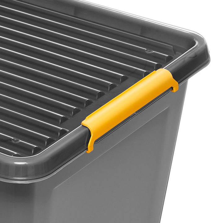 Contenedor Moxom SolidStore, capacidad de 80 l, gris, tapa con cierre a presión, con ruedas, sin BPA, 04-0217