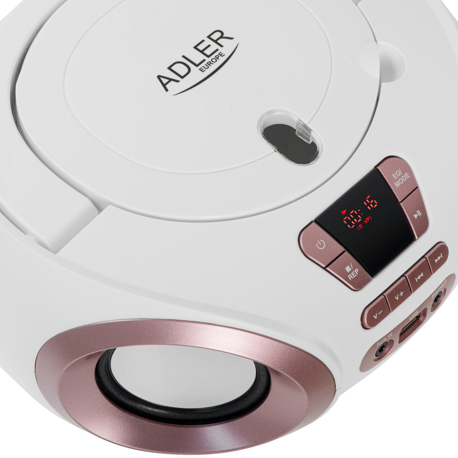 Radio Boombox con CD-MP3, USB, radio FM, AUX, toma para auriculares, Adler, AD 1181