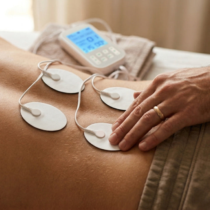 Aparato de masaje y electroestimulador muscular, TENS/EMS, estimulación 3 en 1, Mediatech, MT6543