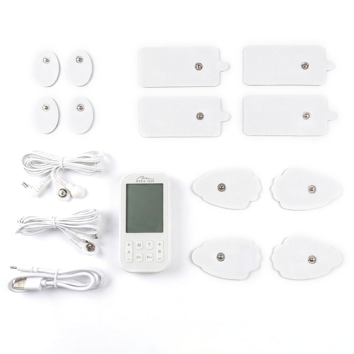 Aparato de masaje y electroestimulador muscular, TENS/EMS, estimulación 3 en 1, Mediatech, MT6543