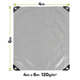 Lona plateada de 120 g, 4 x 6 m, VA0476, impermeable, Vayox