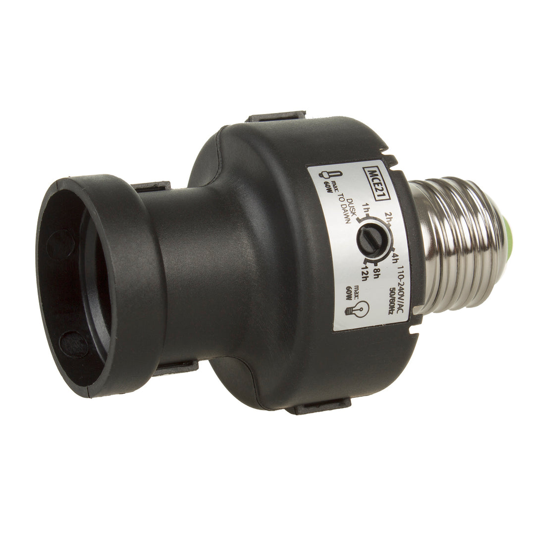 Portabombilla E27 Maclean, 100 W, con sensor crepuscular y temporizador, MCE21B, 2 unidades
