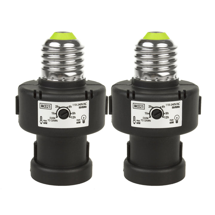 Portabombilla E27 Maclean, 100 W, con sensor crepuscular y temporizador, MCE21B, 2 unidades