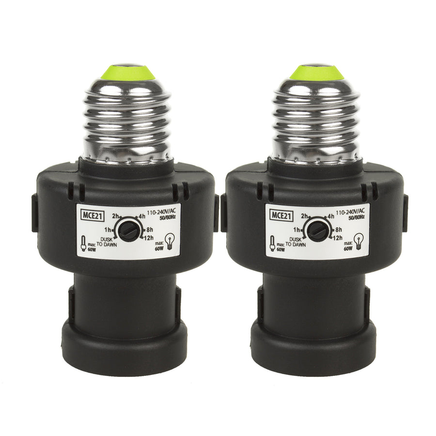 Portabombilla E27 Maclean, 100 W, con sensor crepuscular y temporizador, MCE21B, 2 unidades
