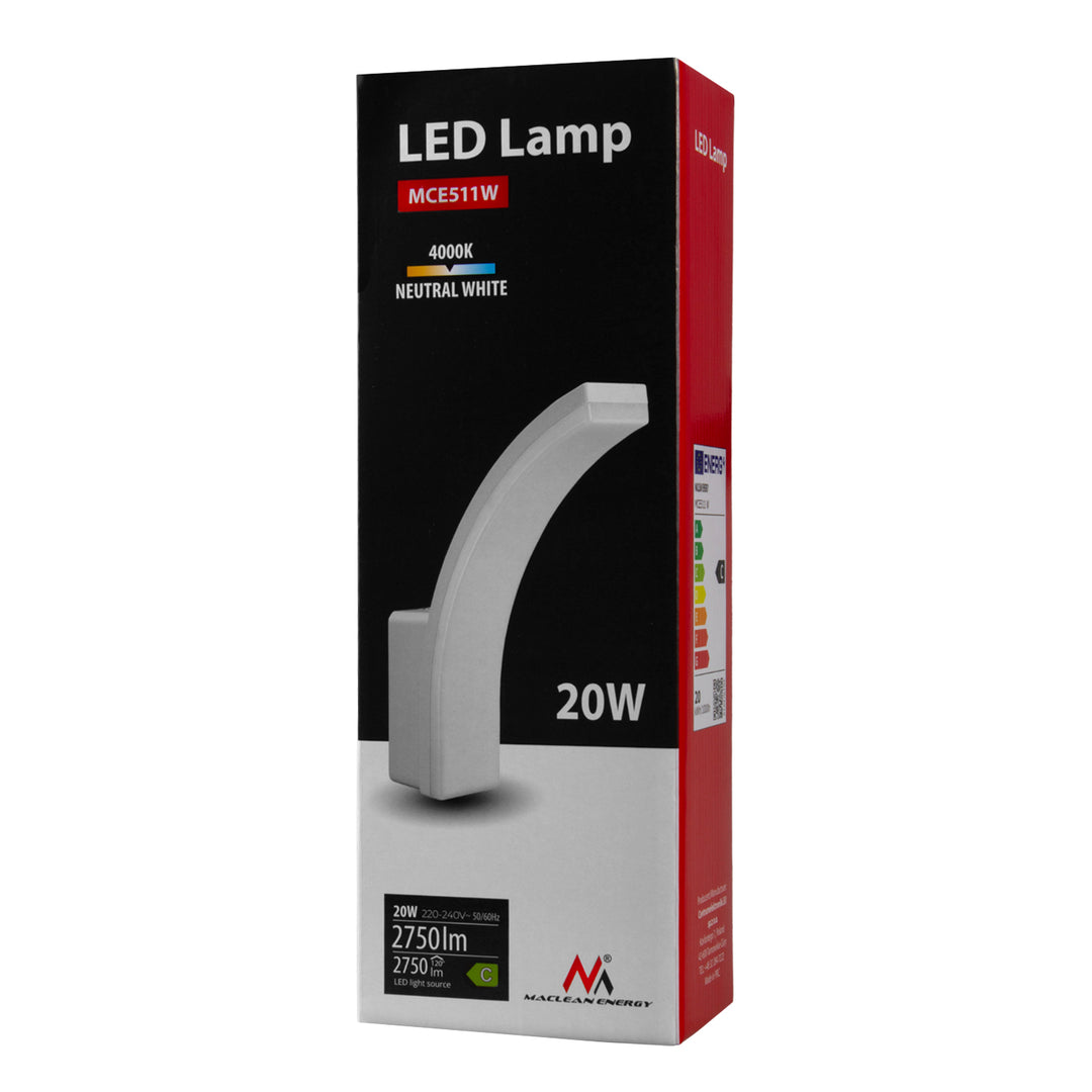 Lámpara LED Maclean, color blanco, 20 W, IP65, 2750 lm, luz blanca neutra (4000 K) MCE511 W, 2 unidades