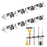 Organizador de pared para herramientas de jardín y fregonas Maclean, de acero, con ganchos, carga máxima de 20 kg, 49 cm de ancho, MC-184, 2 unidades