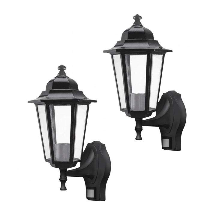 Aplique Rabalux, para exterior, con sensor de movimiento, IP43, E27, máx. 60 W, negro, Velence, 2 unidades