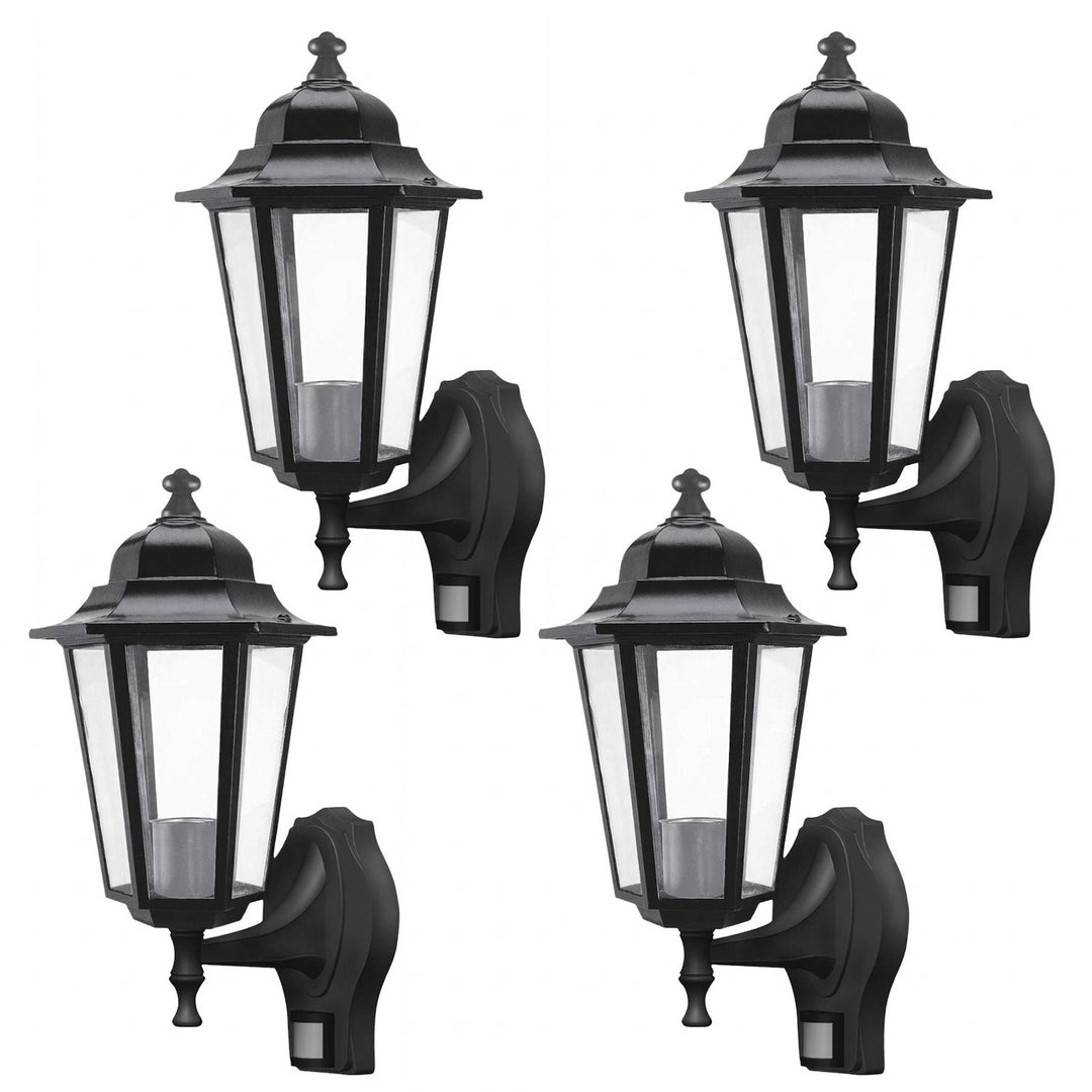 Aplique Rabalux, para exterior, con sensor de movimiento, IP43, E27, máx. 60 W, negro, Velence, 4 unidades