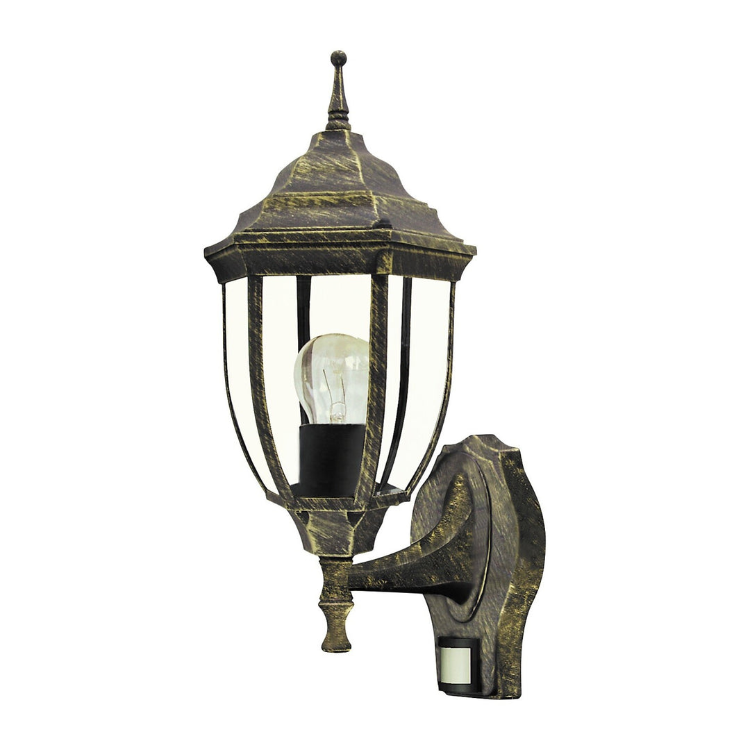 Aplique Rabalux, para exterior, con sensor de movimiento, IP43, casquillo E27, máx. 60 W, dorado antiguo, Niza, 4 unidades