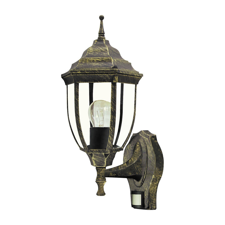 Aplique Rabalux, para exterior, con sensor de movimiento, IP43, casquillo E27, máx. 60 W, dorado antiguo, Niza, 4 unidades