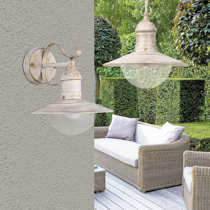 Aplique Rabalux, para exteriores, IP44, E27, máx. 60 W, blanco antiguo, Oslo, 2 unidades