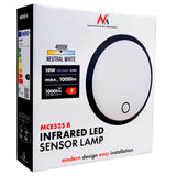 Lámpara LED con sensor de movimiento Maclean, sensor PIR, color negro, 10 W, IP65, 1000 lm, luz neutra, MCE525 B, 2 unidades