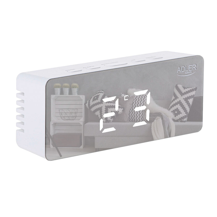 Despertador con pantalla LED y termómetro Adler AD 1189 W + 3 pilas alcalinas AAA Varta Industrial