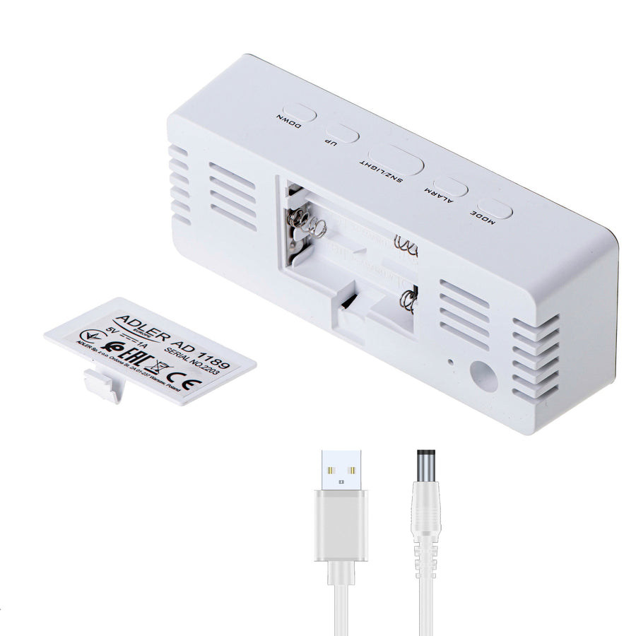 Despertador con pantalla LED y termómetro Adler AD 1189 W + 3 pilas alcalinas AAA Varta Industrial