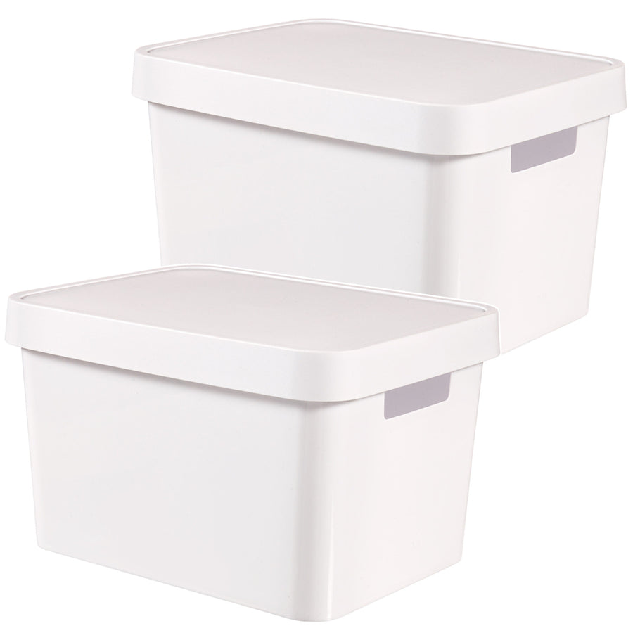 Recipiente con tapa Curver Infinity de 17 litros, color blanco, 2 unidades