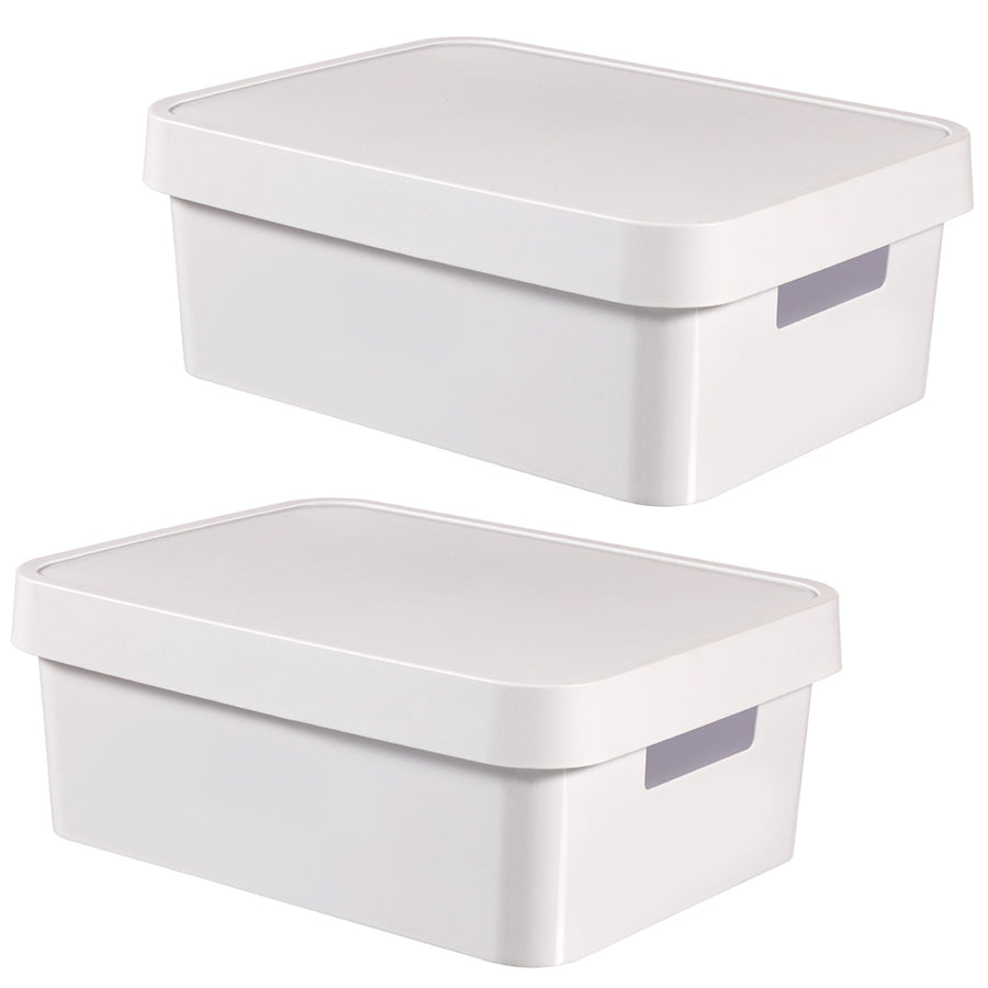 Recipiente con tapa Curver Infinity de 11 litros, color blanco, 2 unidades