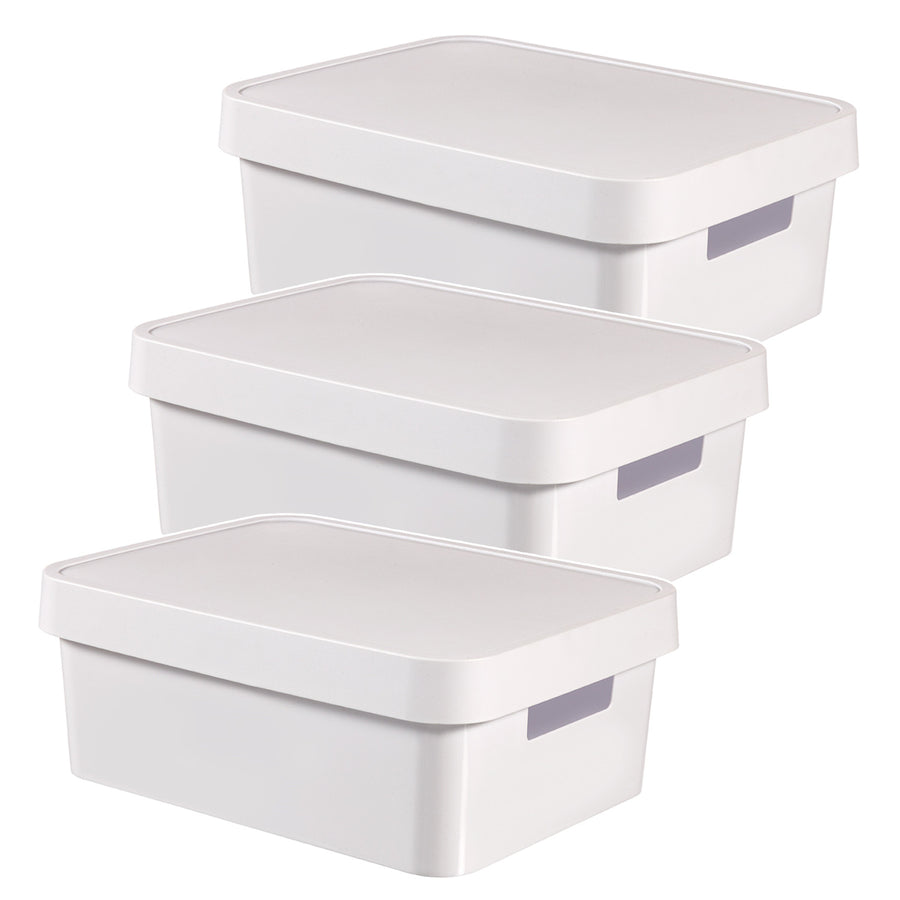Recipiente con tapa Curver Infinity de 11 litros, color blanco, 3 unidades
