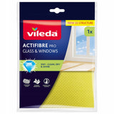 Paño Vileda Actifibre Pro para cristales y ventanas, apto para lavadora, revestimiento de PVA, sin marcas ni manchas, limpia solo con agua, 183298, 2 unidades