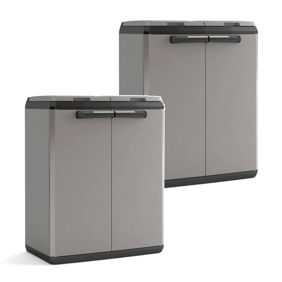 Armario para la clasificación de residuos Keter, capacidad de 2 × 110 l, tapa de apertura manual, apto para uso en exteriores, 241065, 2 unidades