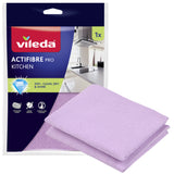 Paño de cocina Vileda Actifibre Pro, de microfibra, con recubrimiento de PVA, lavable hasta 60 °C, 183303, 4 unidades