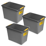 Contenedor Moxom SolidStore, capacidad de 80 l, gris, tapa con cierres a presión, con ruedas, sin BPA, 04-0217, 3 unidades