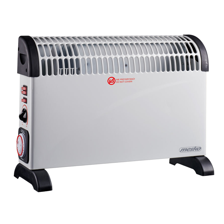 Convector eléctrico, termostato, 2000 W, temporizador de 24 horas, blanco, cable de 150 cm, Mesko, MS 7741W