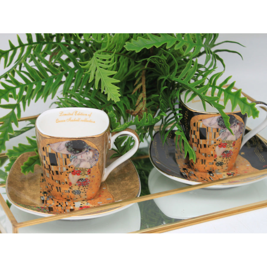 Tazas de porcelana para espresso «El beso de Klimt», 2 x 100 ml, Queen Isabell