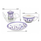 Juego de té «Lavanda», taza y tetera (tea for one) Queen Isabell