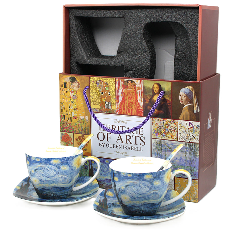 Tazas de porcelana Van Gogh «Noche estrellada», 2 x 250 ml, juego de 2 unidades, Queen Isabell