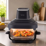 Freidora sin aceite LOVIO PureFry Ultra Crisp LVAF003BK 4 l + 1,5 l, 1550 W, negra, con recipientes de cristal