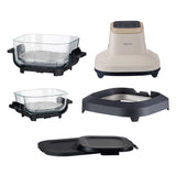 Freidora sin aceite LOVIO PureFry Ultra Crisp LVAF003BE 4 l + 1,5 l, 1550 W, color beige, con recipientes de cristal