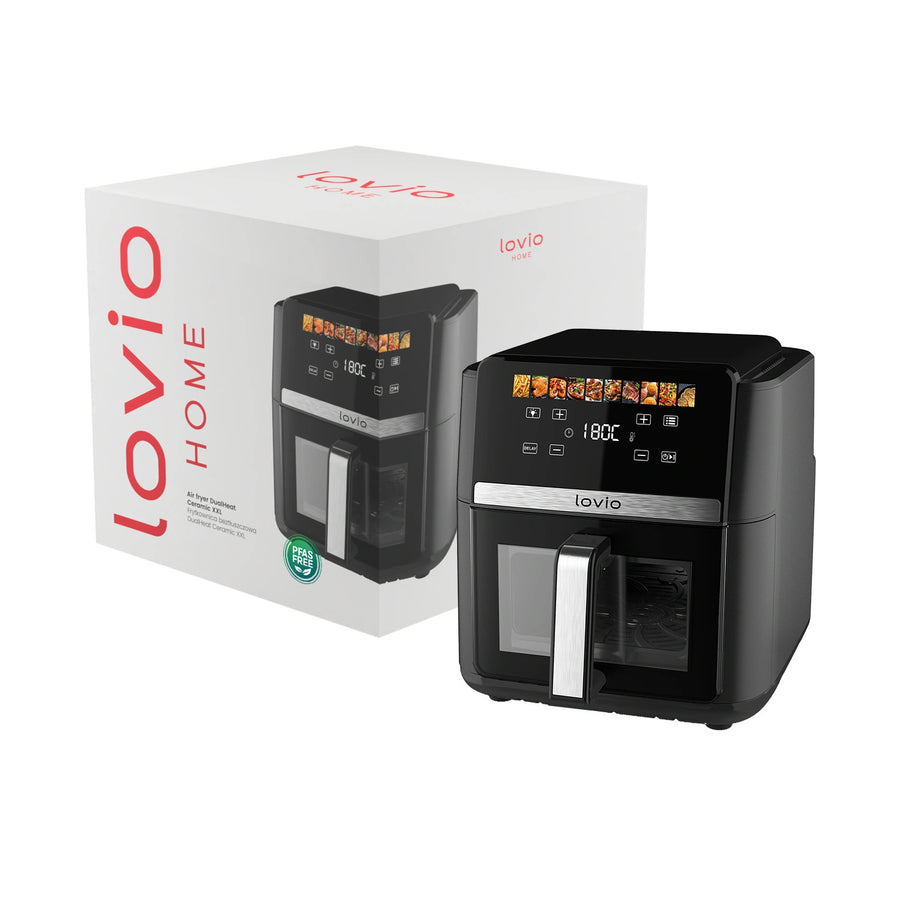 Freidora sin aceite LOVIO DualHeat XXL Ceramic LVAF004BK, 9 l, 2000 W, color negro