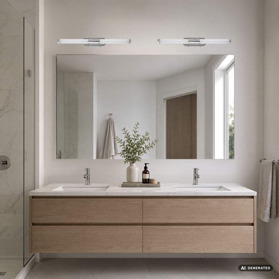 Aplique de interior Tenebra, LED 6 W, 730 lm, 4000 K, L 40 cm, IP44, cromado, 75094