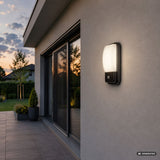 Aplique de exterior, Matzen, LED 20 W, 1860 lm, 4000 K, H 30 cm, IP65, negro, con sensor PIR, 77233