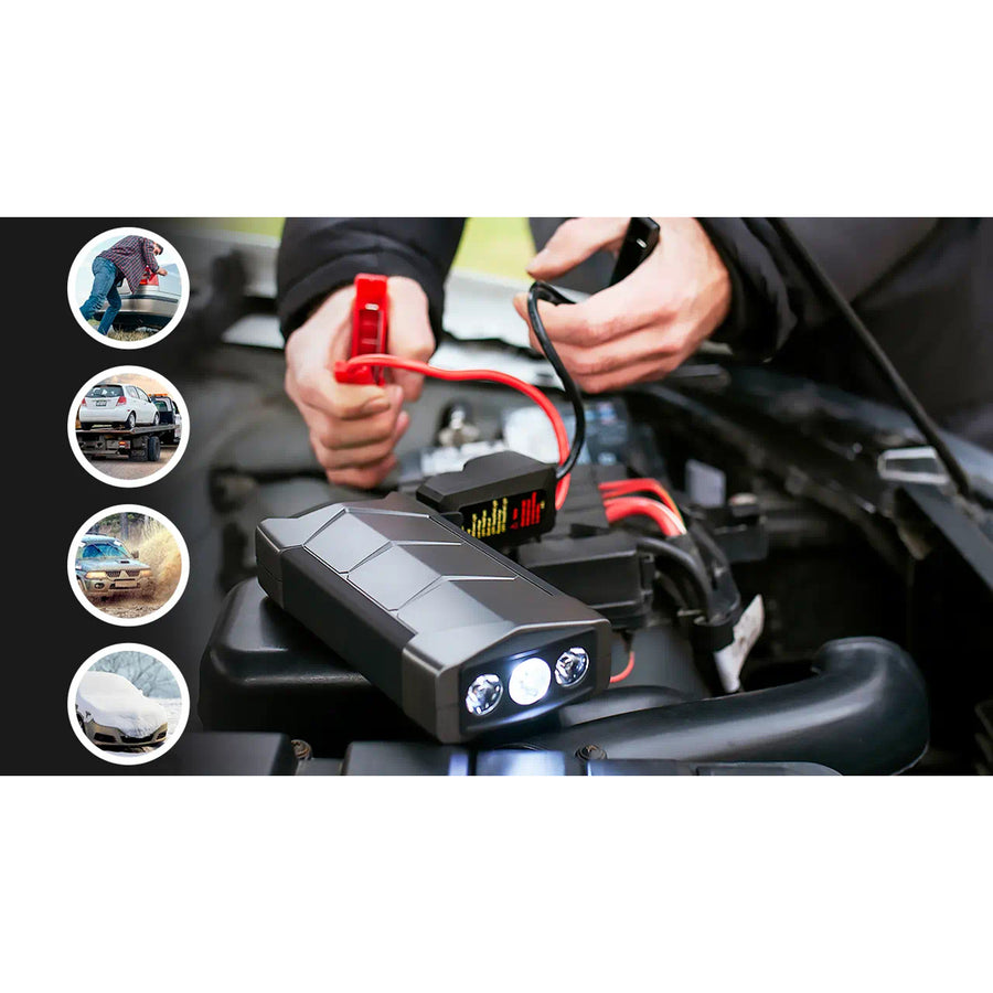 Cargador de emergencia Extralink Jump Max7, capacidad de 10 000 mAh, 3 LED, linterna, brújula, martillo, corriente de arranque de 400 A, corriente máxima de 1 000 A