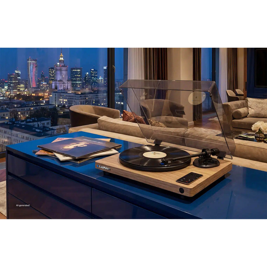Tocadiscos automático de vinilo Blaupunkt, con BT y USB, cápsula Audio-Technica, compatible con discos de 7" y 12", Varsovia AT100BT