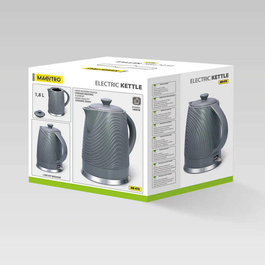 Hervidor eléctrico Maestro, capacidad de 1,8 l, potencia de 1800 W, función de mantenimiento de la temperatura, filtro Anti-Calc, MR-078